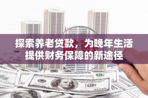 汉南探索养老贷款，为晚年生活提供财务保障的新途径