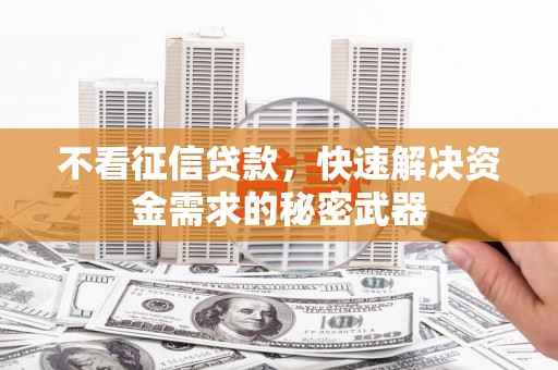 汉南不看征信贷款，快速解决资金需求的秘密武器