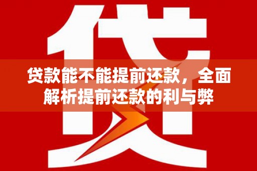 汉南贷款能不能提前还款，全面解析提前还款的利与弊